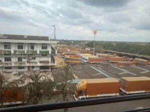 trucks parked at VRL office Varur, Hubballi